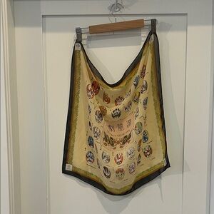 Vintage Style Silk Scarf – Chinese Opera Mask Print – 21” x 21